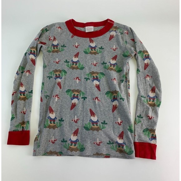 Hanna Andersson Girl Boy Long John Pajamas Gray Gnome Mushroom Youth 130 US 8 - Picture 2 of 7